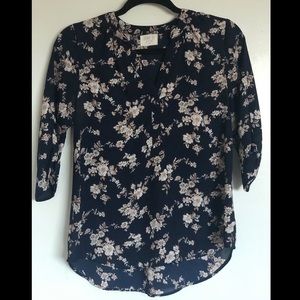 Navy Floral Blouse